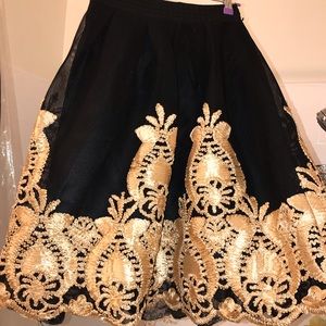 Black and Gold Floral Skirt